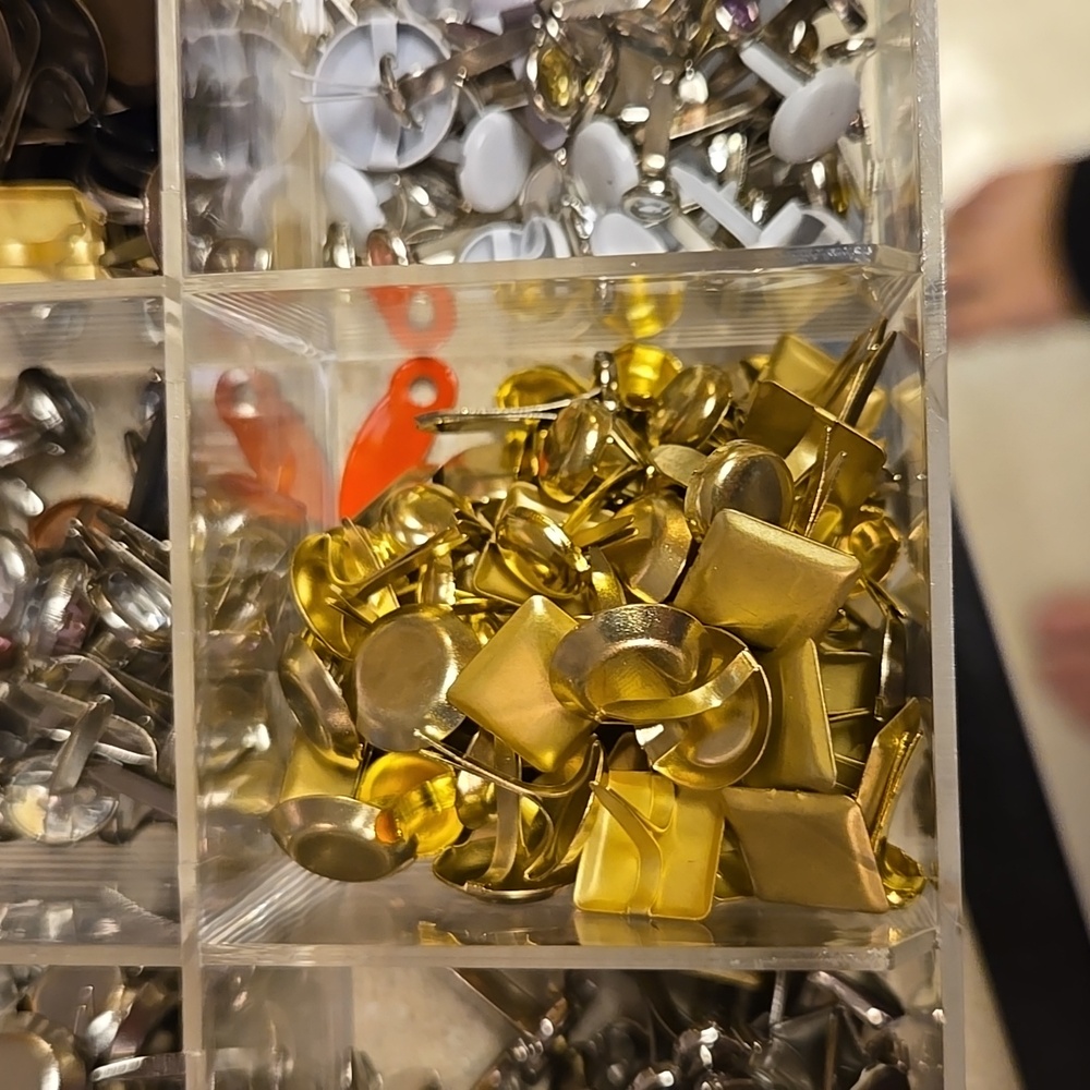 Assorted Metal Fasteners in Organizer Box For Crafts Scrapbooking - Picture 8 of 12